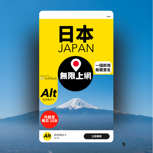 Alt 日本 5日 無限上網電話卡
