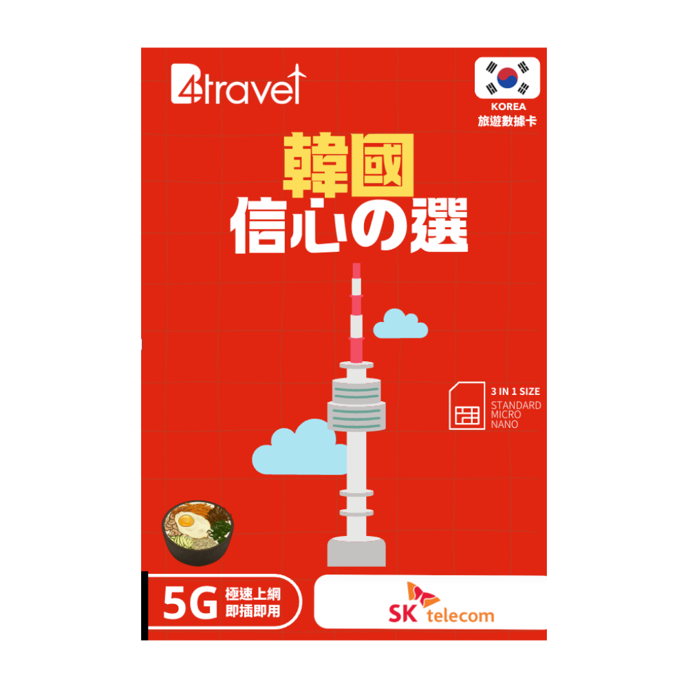 【韓國 5G】B4travel 9日 10GB 無限上網電話卡