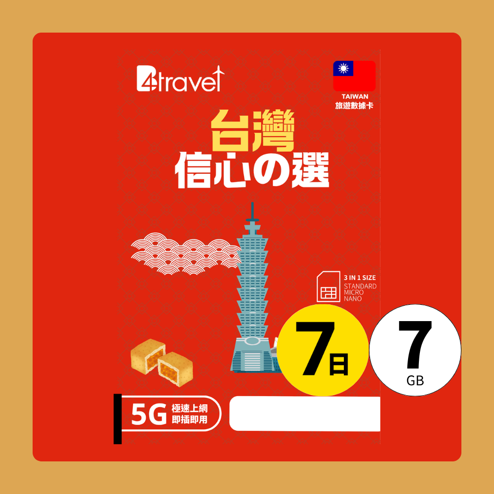 【台灣 5G】B4travel 7日 7GB 無限上網電話卡