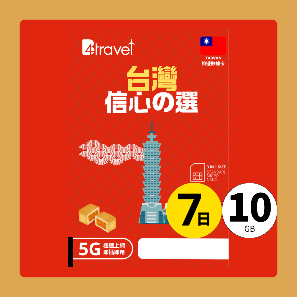 【台灣 5G】B4travel 7日 10GB 無限上網電話卡