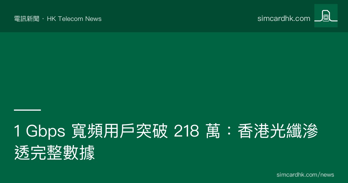 OFCA 2025-12 香港 1Gbps 寬頻用戶突破 218 萬