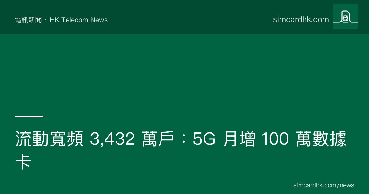 OFCA 2025-05 至 2025-12 香港流動寬頻用戶半年增 600 萬
